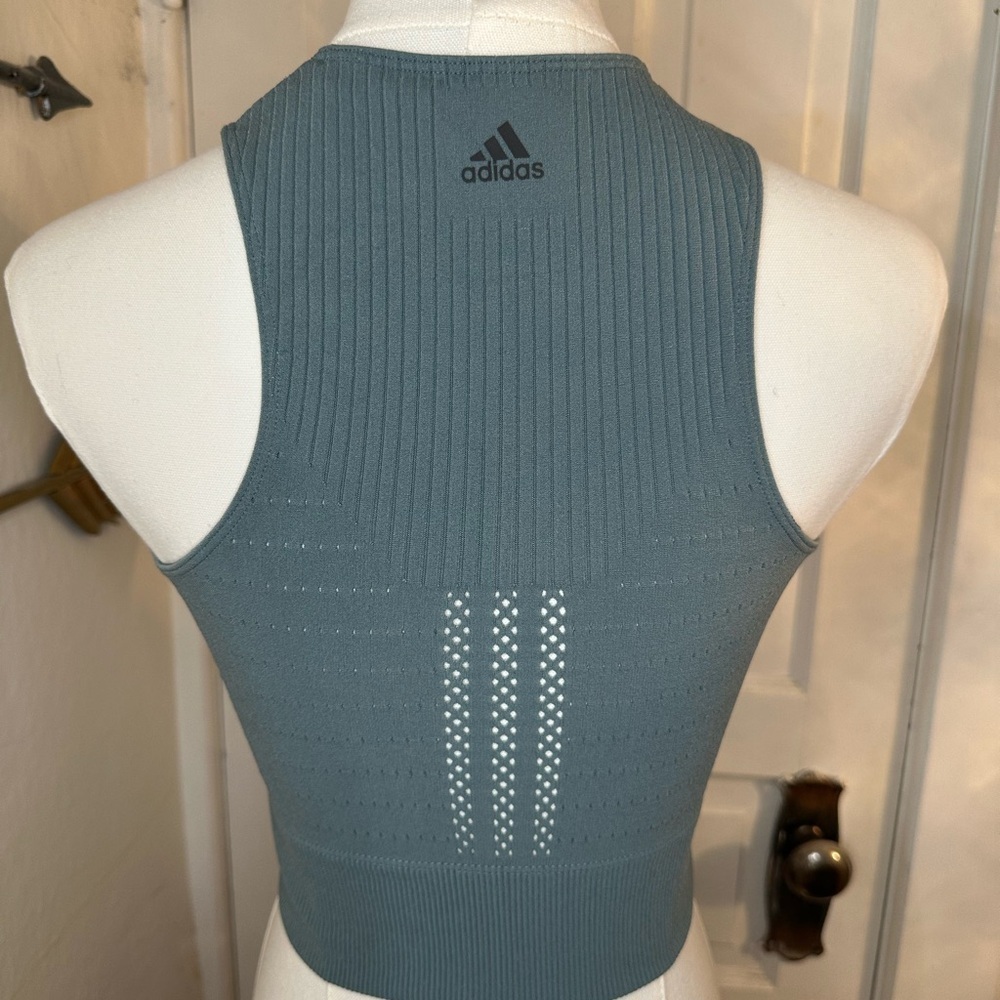 Adidas Blue Ribbed Crop Top - Picture 4 of 5